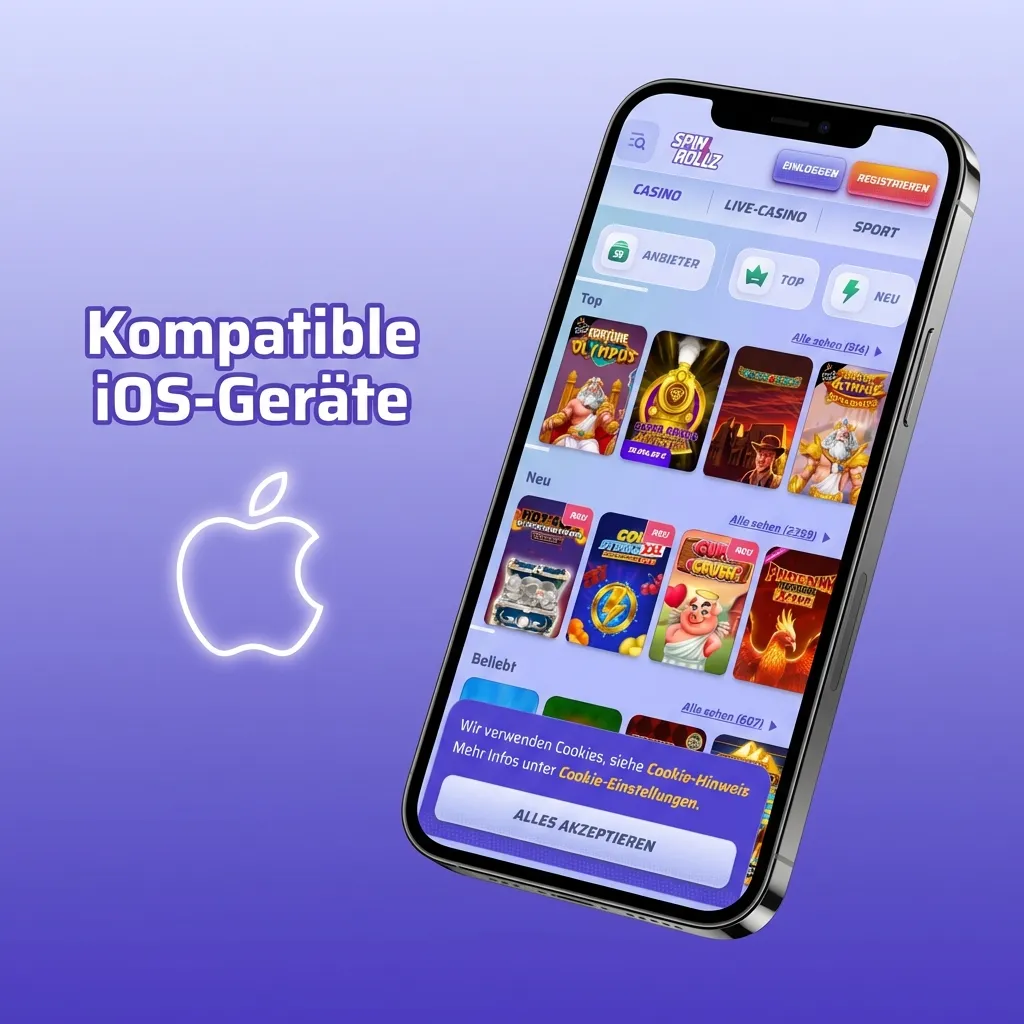 Kompatible iPhone-Modelle für die Spinrollz App: iPhone X bis iPhone 15 Serie.