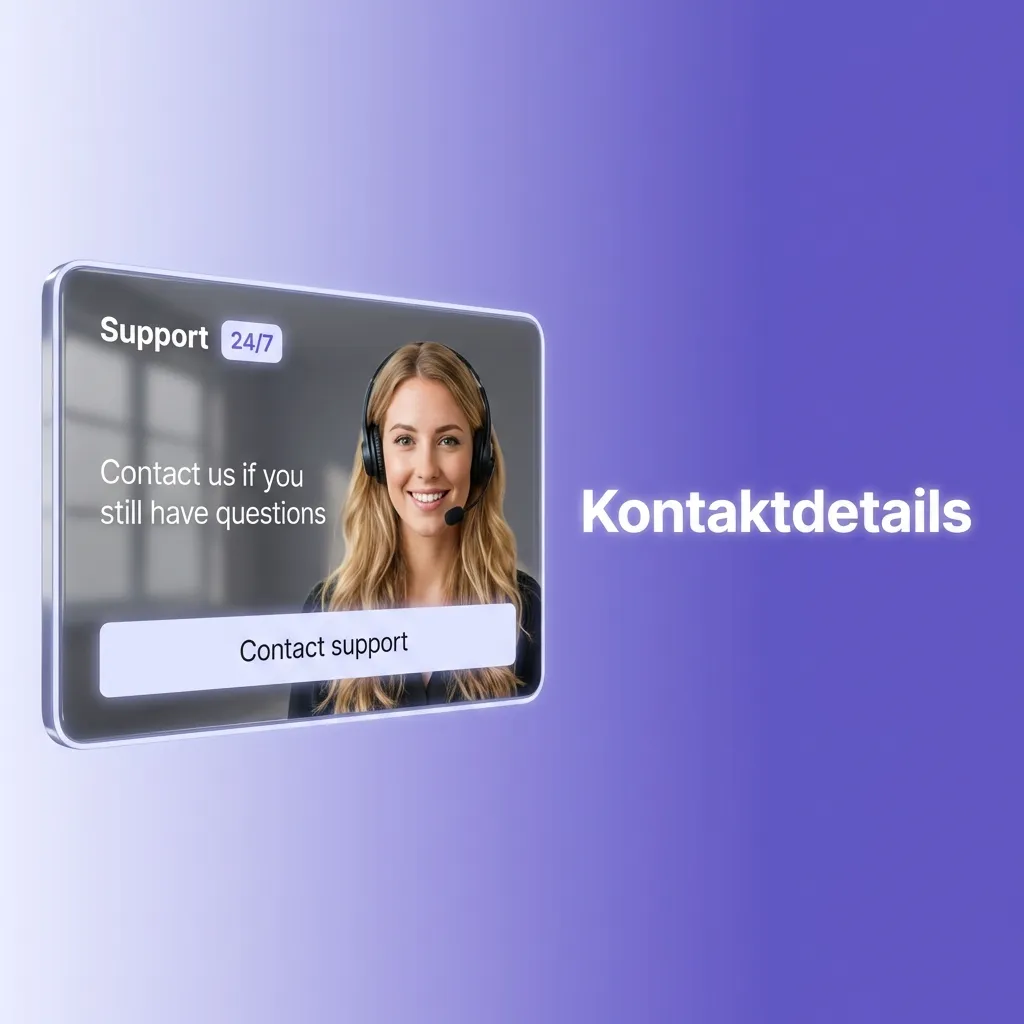 Übersicht der Kontaktdetails für Live-Chat, E-Mail-Support und FAQ.