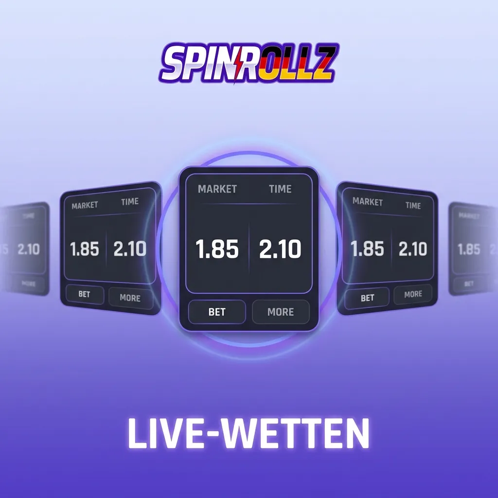 Spinrollz Live-Wetten Übersicht mit Echtzeit-Quoten für Fußball, Tennis und Basketball.