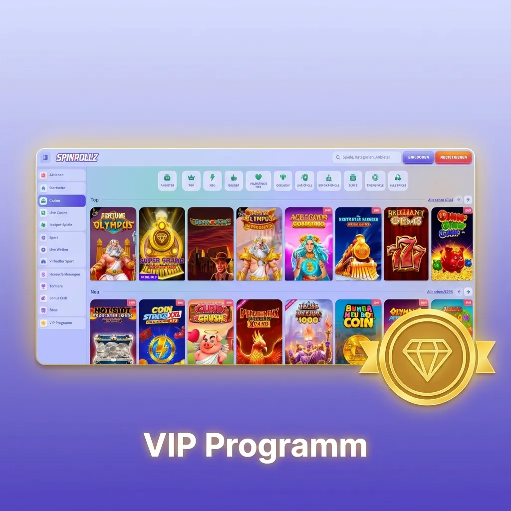 Spinrollz VIP-Programm mit exklusiven Vorteilen und Cashback.